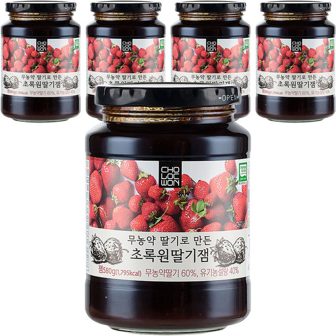 초록원 무농약딸기로 만든 딸기잼, 580g, 5개