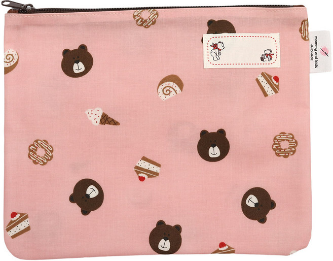 슈슈룸 아동용 어린이집 방수 수건 파우치, 곰핑크