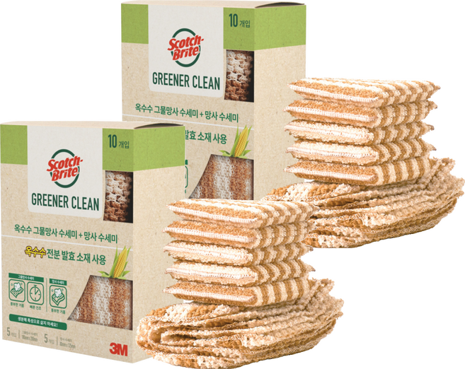 스카치브라이트 옥수수 망사 수세미 2종, 10개입, 2개