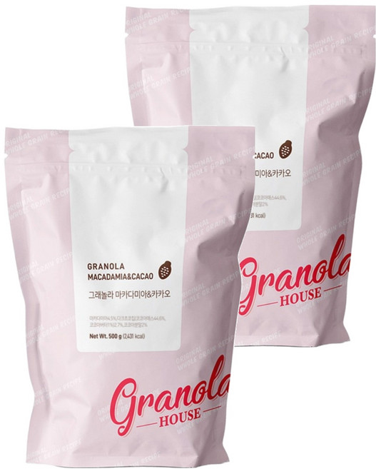 그래놀라하우스 마카다미아 앤 카카오 그래놀라 리필용, 500g, 2개