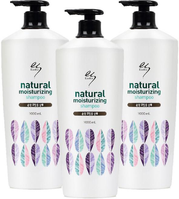 엘라스틴 내추럴 모이스처라이징 샴푸 플로럴향, 1L, 3개