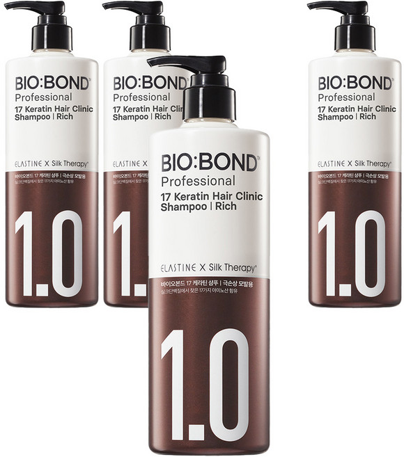 엘라스틴 실크테라피 바이오본드 리치 샴푸 화이트 플로럴 머스크, 450ml, 4개