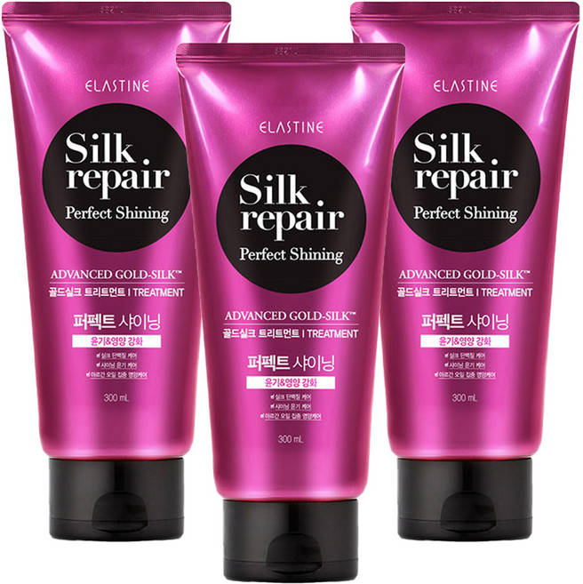 엘라스틴 실크리페어 퍼펙트 샤이닝 골드실크 트리트먼트, 300ml, 3개