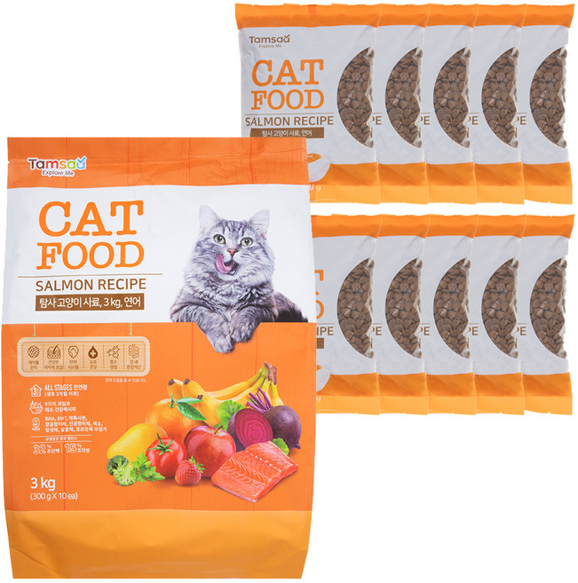 탐사 고양이 사료 연어, 3kg, 1개