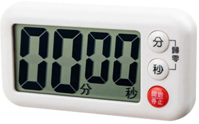KOMEKI 白色經典磁吸計時器 LCD 3鍵 帶掛繩孔 帶支架, 7041, 1個