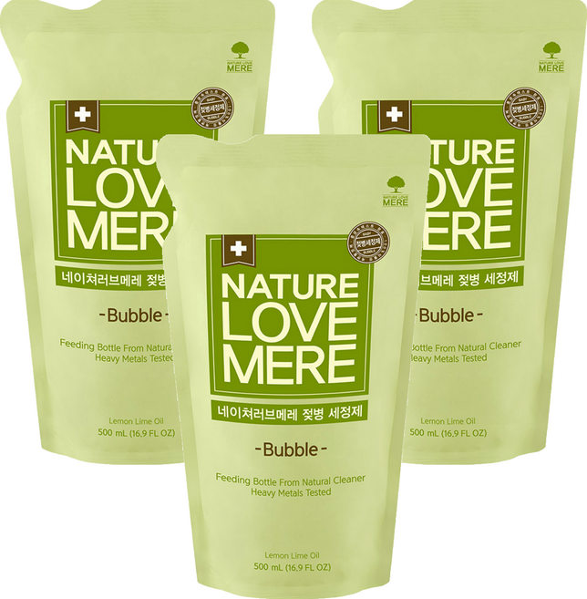 NATURE LOVE MERE 奶瓶清潔慕斯補充包, 500ml, 3包
