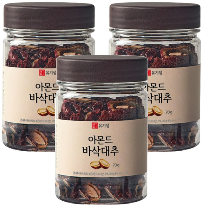 유기샘 아몬드 바삭대추, 70g, 3개