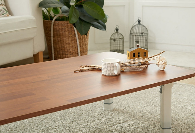 비앤홈 국내 제작 LPM 라운드 접이식 테이블, 멀바우월넛