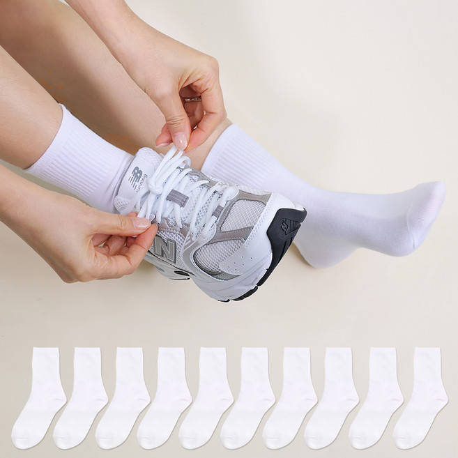 두발로 여성용 프리미엄 데일리 밴딩 중목 양말 10켤레