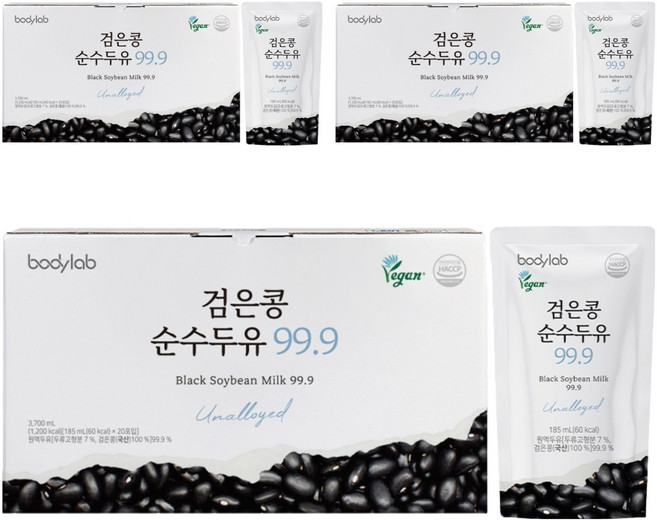 바디랩 검은콩 순수 두유 99.9, 185ml, 60개