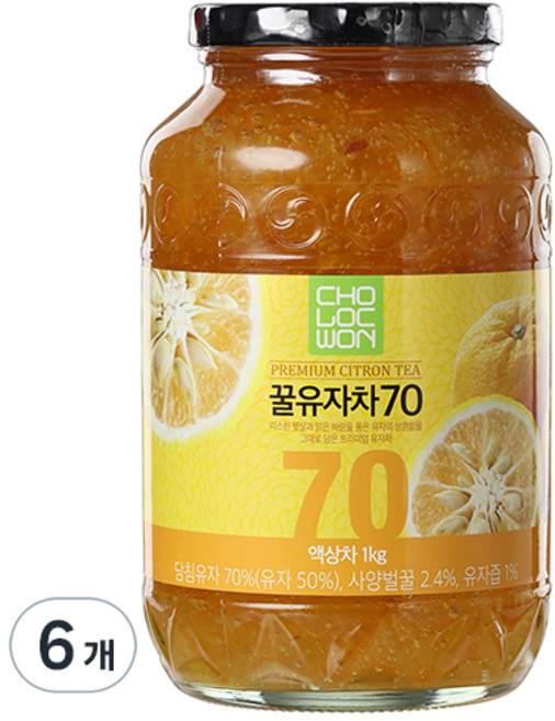 초록원 꿀유자차70, 1kg, 1개입, 6개