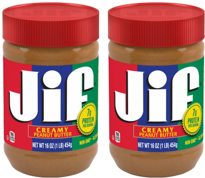 Jif 지프 크리미 땅콩버터, 454g, 2개