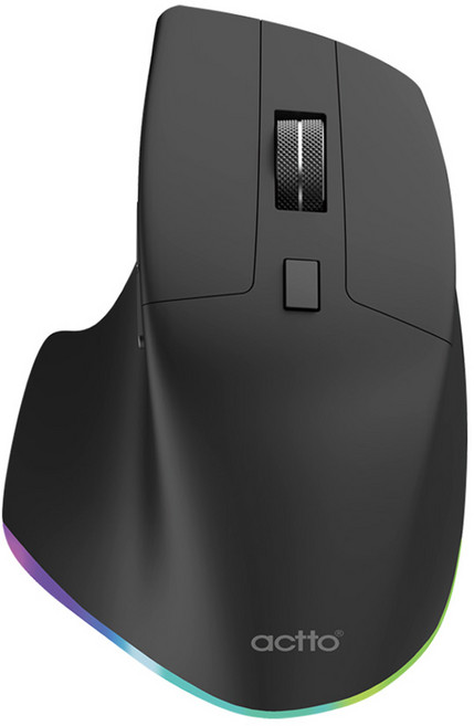 엑토 무선 저소음 충전식 세미 버티컬 마우스, BTM-17, 블랙