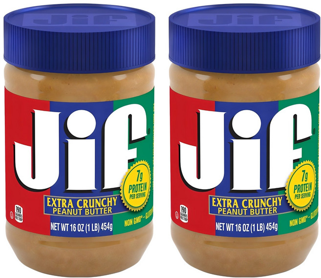Jif 크런치 땅콩버터, 454g, 2개