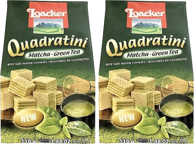 Loacker 萊佳哈斯 方角哈斯餅 抹茶味 74%抹茶乳霜夾心, 110g, 2包