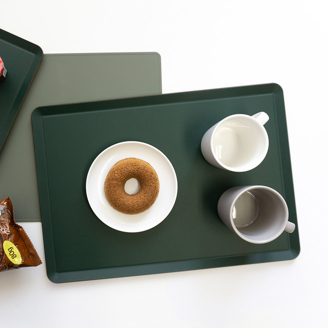 로흐야 국산 낮은 논슬립 사각 트레이, 딥그린, 1개