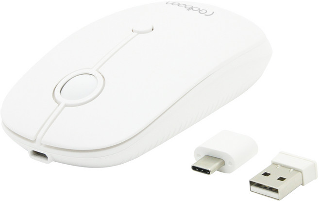 레드빈 무소음 충전식 듀얼리시버 마우스, 퓨어화이트, A37R