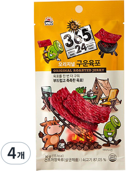 삼육오점이사 해표 오리지널 구운 육포, 30g, 4개