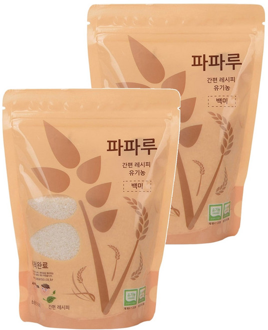 파파루 간편레시피 유기농 쌀가루 백미 굵은입자 이유식 후기, 400g, 2개