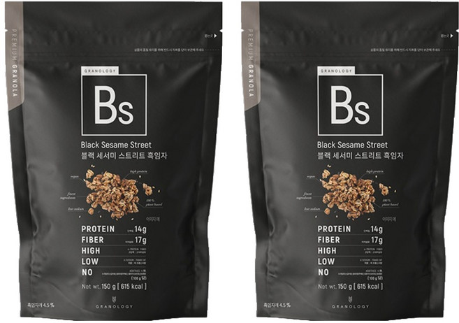 그라놀로지 블랙 세서미 스트리트 흑임자 그래놀라, 150g, 2개