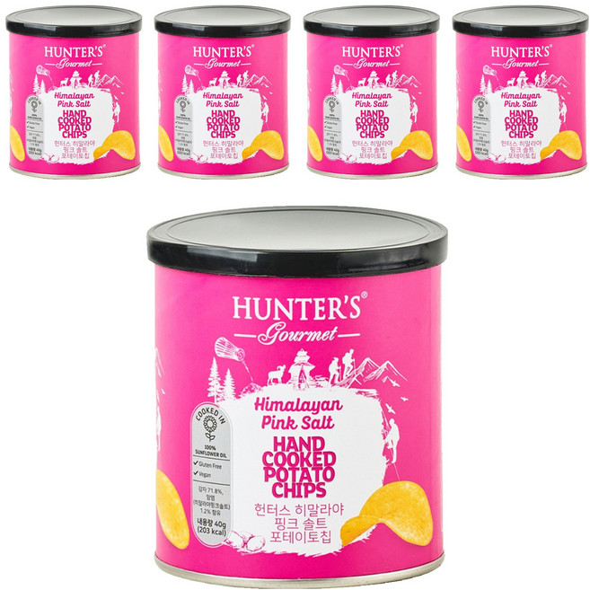 HUNTER'S gourmet 喜馬拉雅粉紅鹽薯片, 40g, 5罐