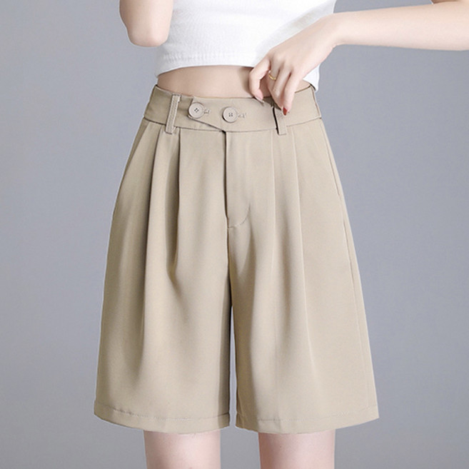 퀸이즈 여성용 골프 투버튼 뒷밴딩 5부 반바지