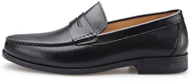 VONIN 남성용 소가죽 페니콜프 플랙스 소프트레더 경량굽 로퍼화 TS170BK