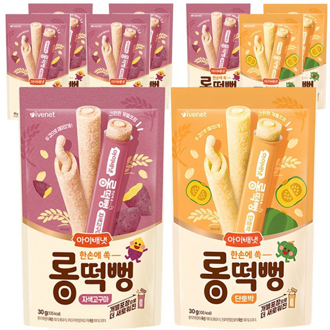 아이배냇 유아용 롱떡뻥 자색고구마 30g 6p + 단호박 30g 3p, 1세트
