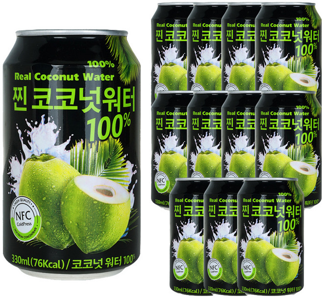 파모빗 찐 코코넛워터 100% 음료, 330ml, 12개