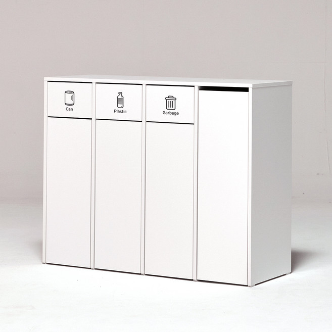 필웰 무노 재활용 분리수거함 수납장, 화이트, 4단