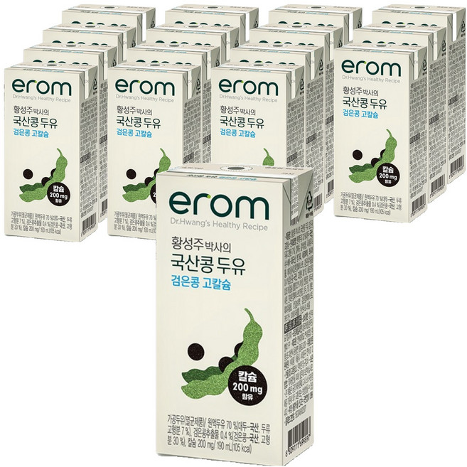 이롬 황성주 박사의 국산콩 두유 검은콩 고칼슘, 190ml, 16개