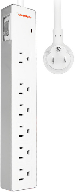 PowerSync 群加 防電擊雙色延長線 1開6插 KTC-98316, 1.8m, 1個, 白色