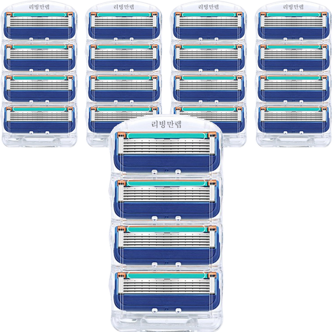 리빙만렙 퓨전 매뉴얼 호환용 면도날, 4개입, 5개