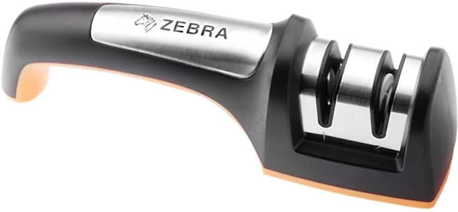 ZEBRA THAILAND 斑馬牌 兩段式陶瓷磨刀器, 1個, 黑色 + 橙色