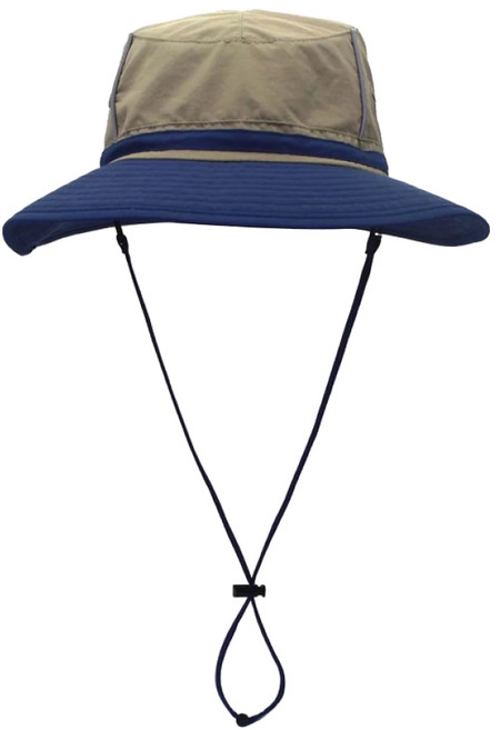 JAR嚴選 情侶款戶外涼感遮陽登山帽 UPF50+防曬≥99%, 藍邊卡其色