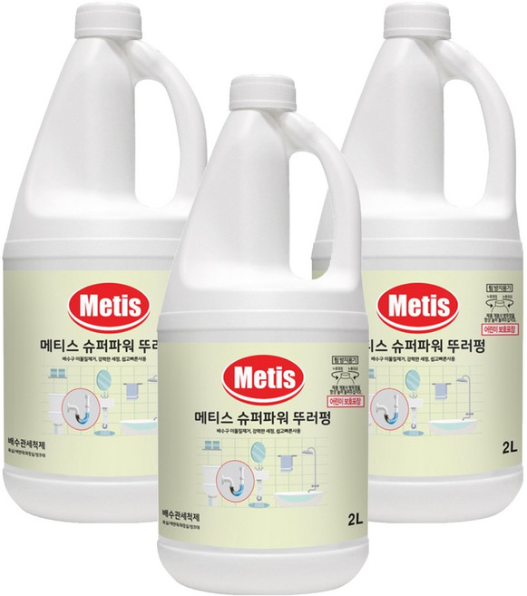 Metis 슈퍼파워 뚜러펑 세정제, 2L, 3개