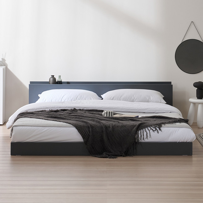 서울소호 홈즈 저상형 침대 프레임 + 파워 본넬 양면 매트리스 세트 방문설치, 그레이 + 화이트