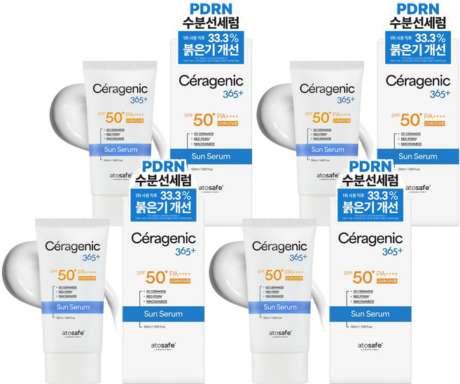 아토세이프 세라제닉 365+ PDRN 수분 선세럼 SPF50+ PA++++, 4개, 50ml