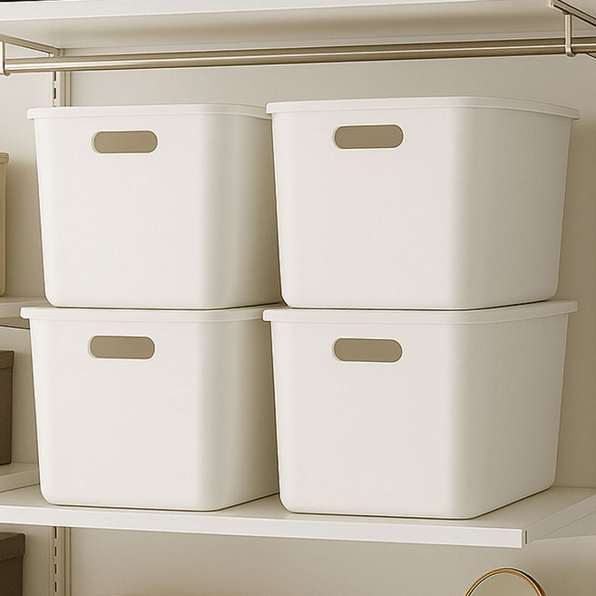 보노하우스 리빙박스 팬트리 정리함, 화이트, L(264 x 372 x 242 mm), 4개