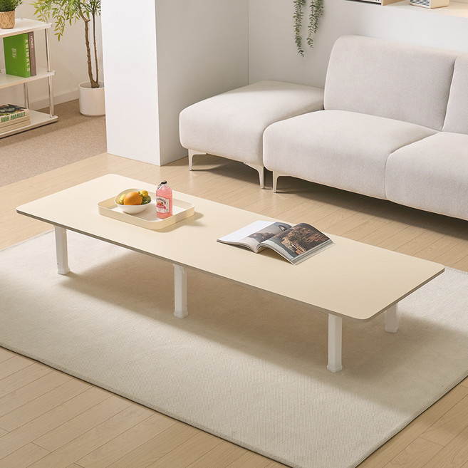 아이캔컴퍼니 국내생산 모모 폴딩 좌식 테이블 4단 높이조절 고객직접설치, 크림베이지