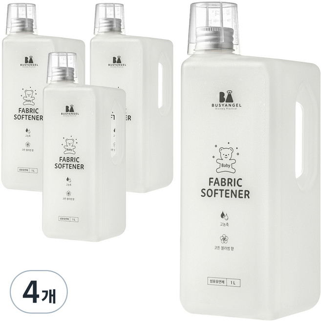 비지엔젤 초고농축 유아섬유유연제 코튼블라썸, 1L, 4개