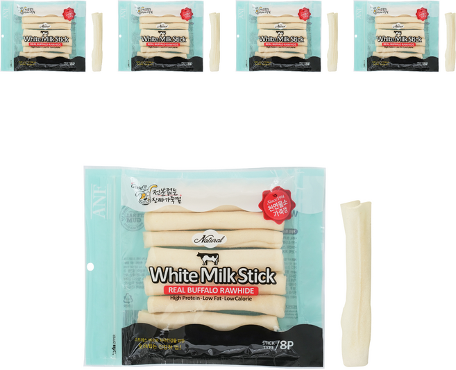 ANF 강아지 로하이드 화이트 밀크스틱 8p, 우유맛, 110g, 5개