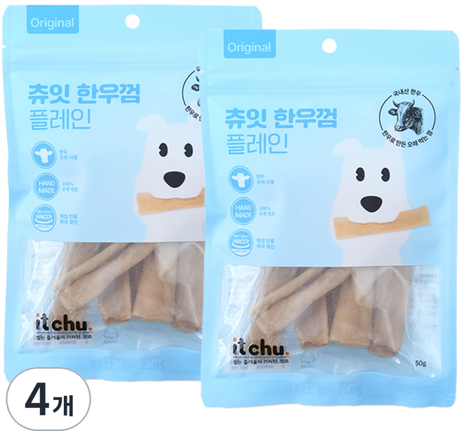 츄잇 한우 가죽껌, 플레인, 50g, 4개