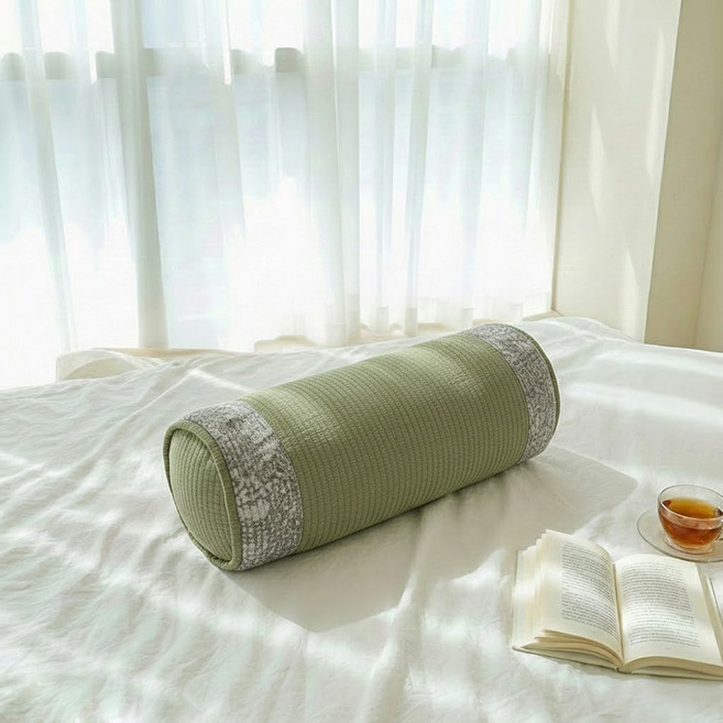 베고자니 신 양면 편백메밀 베개 원형, 카키, 1개