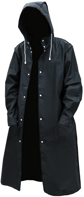 라이프란스 EVA 코트형 고급우비 판초우의 빅사이즈 레인코트 비옷 커플 블랙 XXXL