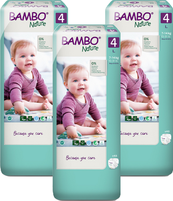 밤보네이처 그린 대용량 밴드형 기저귀 아동용, 대형(L), 144매