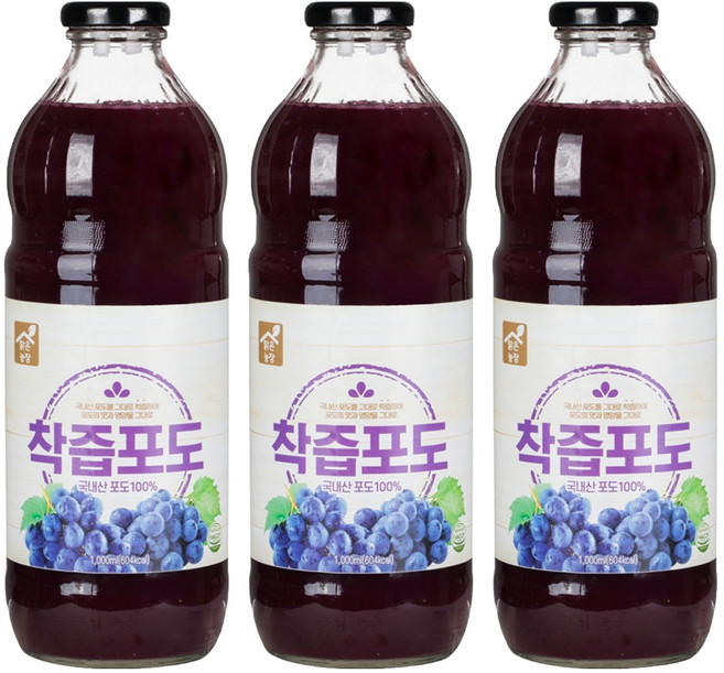 맑은농장 착즙 포도, 1L, 3개
