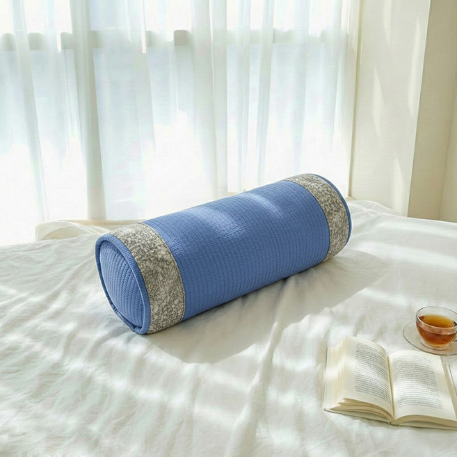 베고자니 신 양면 편백메밀 베개 원형, 파랑, 1개