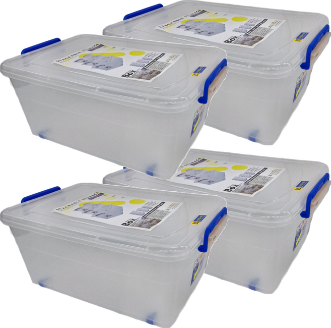 KEYWAY 聯府 活力箱 33.5L, 藍色 + 透明色, 4個