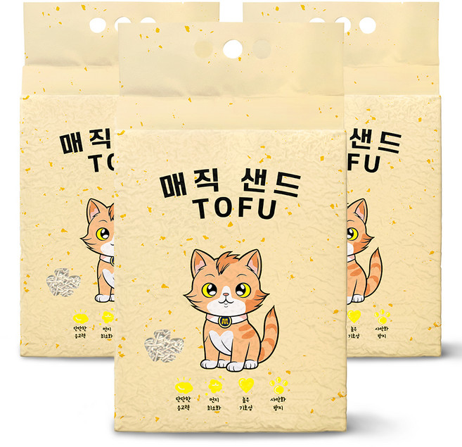 메디펫 응고형 매직 고양이 두부모래 가는입자, 10L, 3개, 무향